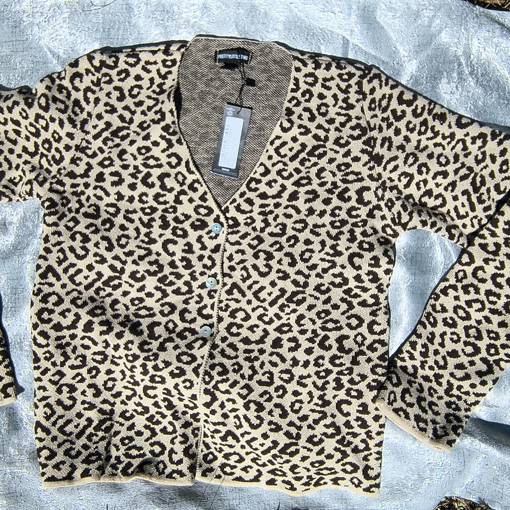 PrettyLittleThing Animal Print Knit Cardigan
